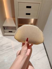 月光之夜手拿包 - 优雅仿珍珠盒式手拿包，浪漫婚礼派对手提包，饰以奢华水晶，适合正式新娘活动、婚礼手拿包 - 米色 - 查看 7