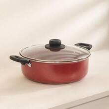 Ekco - Cacerola Ekco Classic, Hecho de Aluminio con Antiadherente de Alto Rendimiento, ¡Incluye Tapa de Cristal!, , Color(24 cm Rojo) - Tipo 3 - Ver 2