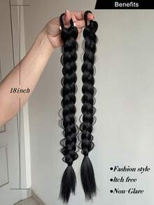 2 paquetes de trenzas con bandas elásticas, extensiones de cabello sintético para mujeres, cabello liso, estilo universal, accesorios para el cabello de uso diario. Pelucas europeas y americanas para mujeres, trenzas largas, coletas, bandas de cabello sintético largo de moda, trenzas altas, coletas falsas. - Multicolor - Ver 6