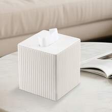 欧式奢华意大利竖条纹纸巾盒，PU皮革矩形餐巾架，浴室、家居、厨房、桌面纸巾分配器 - 彩色 - 查看 12