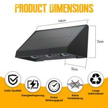 For Outdoor Walls - 4-Pack Solar Wall Lights, Outdoor LED Wall Lights, 3000K Warm White, Waterproof, 1800mAh, 2 Modes, Solar Lighting For Fence, Balcony, Garden - 黑色-4 - 查看 4