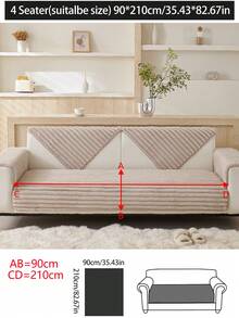 1 件厚毛绒沙发垫套，防滑沙发套，防尘可洗沙发套，卧室、办公室、客厅、宠物友好型家具保护套，适合 L 形组合式 1/2/3/4 座沙发，秋冬季 - 卡其色 - 查看 18