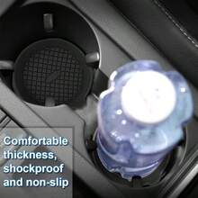 Black/Pink Car Cup Holder Coasters, Waterproof Anti-Slip Anti-Leak Beverage Mats With Grid Storage, Universal Car Interior Decor Accessories, Car Cup Holders, Travel Essential - one-size - View 10