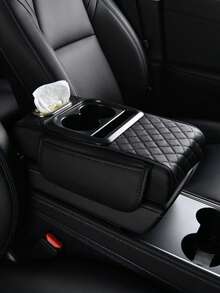 Car Armrest Storage Box, Car Armrest Pad, Central Armrest Box, Premium Ergonomic Armrest Box, Comfortable Driving Upgrade, Wear-Resistant And Easy To Clean, Fit Multiple Vehicle Models, New Tissue Box Storage With Cup Holder, Layered Storage, Great Gift For Holidays - Multicolor - View 15