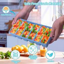 硅胶冷冻模具礼盒套装，包含2个勺子、1/2杯、1杯和2杯带盖硅胶冷冻托盘 - 食品准备和厨房必备品 - 多顏色 - 查看 4