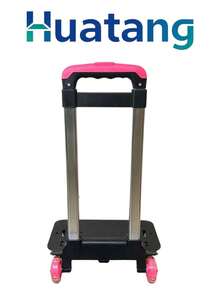HuaTang Carrito para Mochila Escolar con 2 Llantitas  Y 3 Posiciones Ajustable Plegable - Rosa - Ver 4