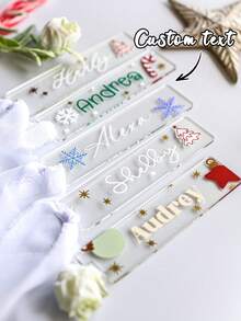 Personalized Name Acrylic Bookmark With 25 Styles Custom Handmade Floral Bookmarks For Book Lovers Unique Reading Accessories Teacher Student Gifts Back To School Stationery - Multicolor - View 8
