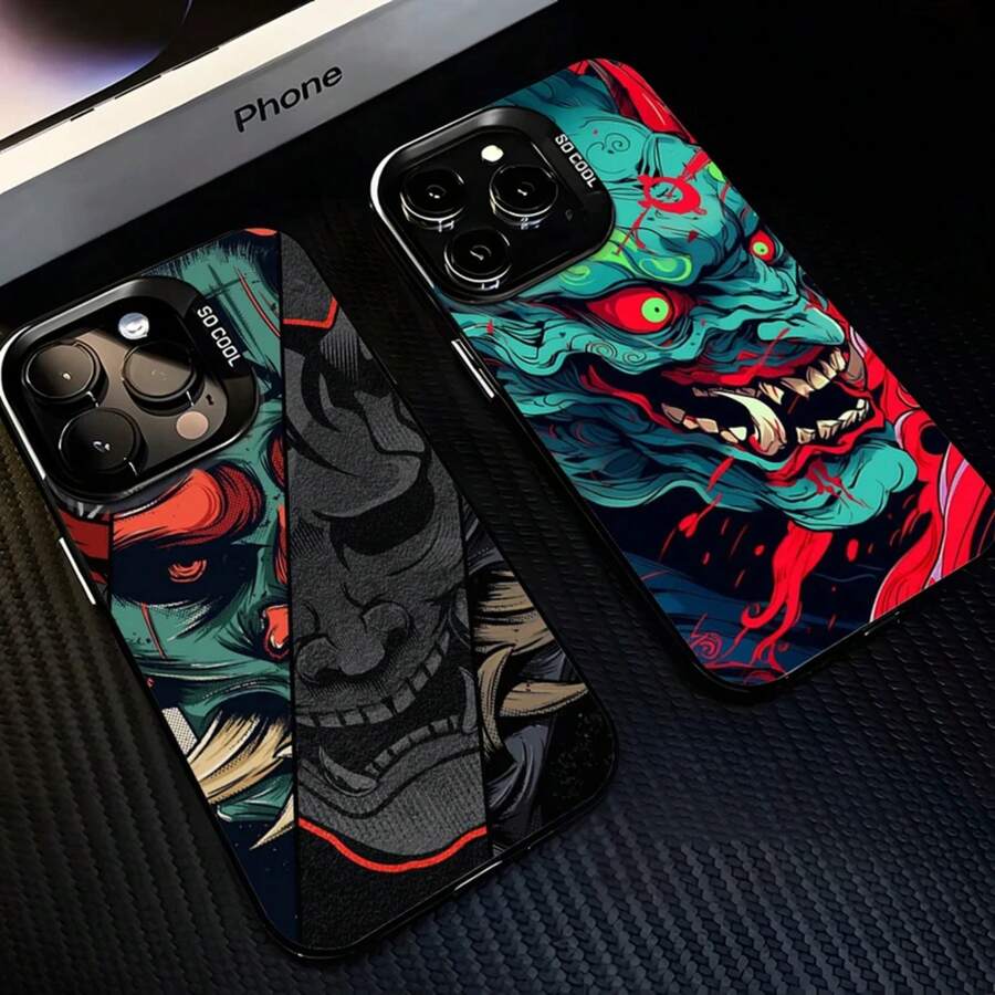 Funda de teléfono Samurai con cara de fantasma japonesa para 17 Air Promax 16 Promax/16 Plus/16 Pro/16, 15/14/13/12/11 Galaxy S22 S23 S24 S25 Plus Ultra Pro Plus 4G 5G, cubierta trasera mate anti-caída - CYB-258YJJ122235A6 - Ver 1