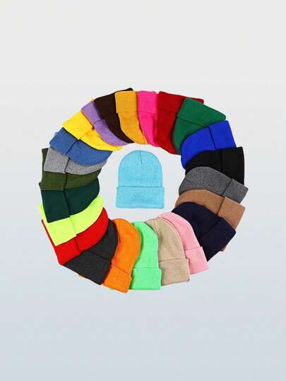 1pc Autumn/Winter Thermal Knit Beanie Solid-Color Minimalist Design Stretchy, Non-Constricting Fit Lightweight And Comfortable To Wear Ideal For Outdoor Wind And Cold Protection, Commuting, Hiking, Daily Wear, And Elevating Winter Fashion With Layered Style