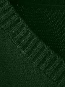 Plus Size Women's Solid Color V-Neck Drop Shoulder Long Sleeve Loose Casual Knit Dress, Autumn/Winter - Dark Green - View 5