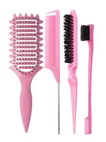 2/4/5/6/11/12pcs Unisex Hair Styling Brush Set (New Upgraded Curling Shaping Brush, 9-Row Nylon Cushion Styling Brush, Volumizing Brush, Tail Comb, Edge Brush, Spray Bottle, 4pcs Alligator Hair Clips, Flower Hair Clips, Hair Styling Brush Set) - Multicolor - View 13
