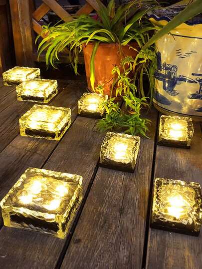 1/2/4pcs Outdoor Solar Christmas Lights, Warm Light Garden Ground Lights, Outdoor Garden Decor Lighting, Embedded Ground Lighting Path Lights, White/Warm Light Yard House Stair Lights, LED Night Lights, Multi-Function Outdoor Pillar Lights