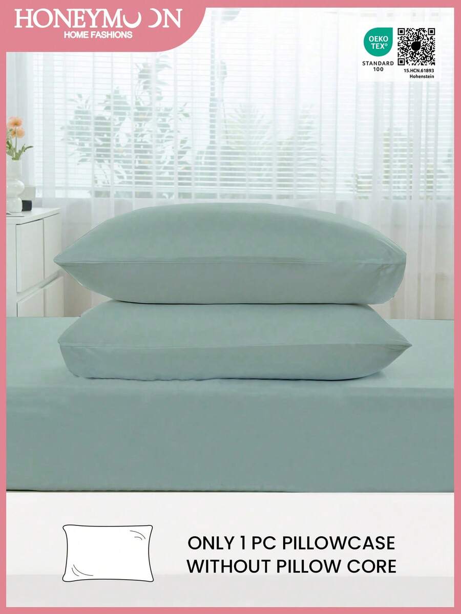 1pc Solid Color Pillowcase, Without Pillow Insert, Soft, Wrinkle-Resistant, Fade-Resistant, Breathable, No Filling, Machine Washable, Oeko-Tex Certified - Lime Green - View 1