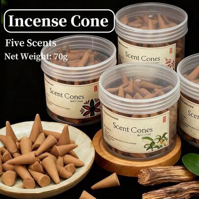 70g Agarwood Incense Cones, Sandalwood, Pyramid-Shaped Incense Cones, Made Of Natural Agarwood, No Chemical Fragrances Added, Long-Lasting And Mellow Aroma, Soothing To The Mind, Removes Indoor Odors.