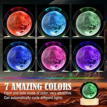 2Pcs Bola cristal 3D de Saturno/Luna,Luna 3d Glass Ball, Con Base De bola de cristal luz de noche,Luz Nocturna de Bola de Cristal,cristales para decorar,Navidad,regalos espaciales para niños - Multicolor - Ver 4