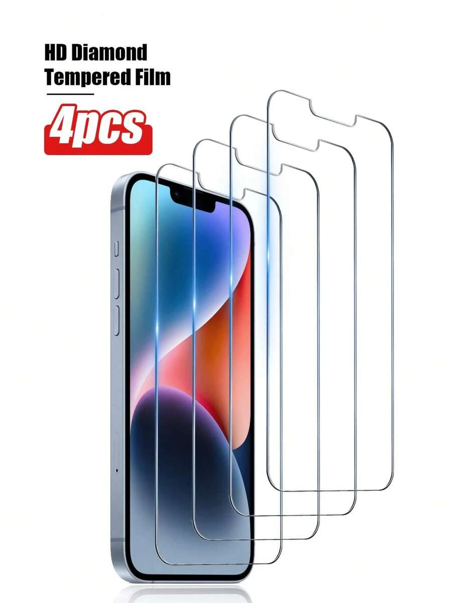 Bộ 4 miếng dán màn hình cường lực siêu trong, độ phân giải cao, chất liệu cứng cáp, bảo vệ chống trầy xước và va đập, chống nước, chống bám vân tay, dễ dàng lắp đặt, tương thích với iPhone 17 Pro Max/17 Pro/17 Air/17/16e/16 Pro Max/16 Pro/16 Plus/16/15 Pro Max/15 Pro/15 Plus/15/14/13/12 và các dòng máy khác. Phụ kiện bảo vệ màn hình thiết yếu, thích hợp sử dụng hàng ngày, văn phòng, nhà. Bảo vệ màn hình điện thoại, phụ kiện điện thoại, chống sốc, chống rơi, chống trầy xước. - Trong sáng - Xem 1