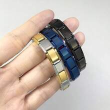 Silver Stainless Steel 6.75 Inch Italian Charm Bracelet Starter With Opening Interchangeable 9mm Modular Nomination Bracelet Jewelry Women Men - Tím oải hương - Xem 5