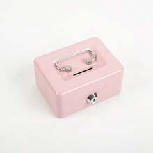1pc Creative Portable Metal Key Lock Storage Box, Money Box, Adult Piggy Bank, Coin Bank, Cash Box, Cash Register (Random With Or Without Cardboard) - Multicolor - View 3