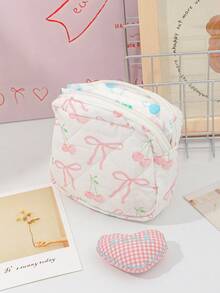 Bộ 1 túi đựng đồ trang điểm và mỹ phẩm hình trái tim và nơ màu hồng, Túi đựng đồ đa năng dung tích lớn dễ thương cho bé gái, Túi đựng đồ trang điểm, Túi đựng bút chì có khóa kéo để đựng mỹ phẩm, dầu dưỡng môi, kem chống nắng, kem dưỡng da tay, tai nghe, tiền xu, văn phòng phẩm, khăn vệ sinh, băng vệ sinh, vật dụng nhỏ, đồ dùng cần thiết khi đi du lịch, quà tặng cho mẹ, quà tặng cho giáo viên, quà tặng cho bạn thân - Hồng - Xem 14