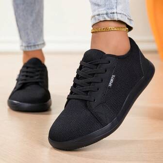 1 par de zapatos planos de tela de unicolor, unisex, adecuados para uso en la oficina, para todas las estaciones