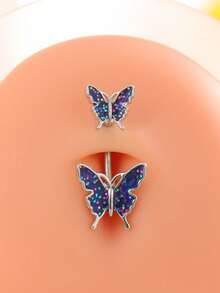 Bộ 5 khuyên rốn bằng thép không gỉ cỡ 14 10mm thanh xỏ khuyên rốn trang sức - Nhiều màu - Xem 9