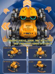 1pc 8WD Remote Control Stunt Car (For 6-13 Years Old Boys, Children's Birthday Gift), Wally Robot Toy With Auto Demo Function, 360° Rotation, LED Eyes, Music Player, 2.4GHz 8-Wheel Drive Stunt Car, Handheld Remote Control Climbing Toy, Best Christmas/Birthday Gift For 4-5-6-7-8-9-10-11-12 Year Old Boys (Blue, White, Green, Orange) - Multicolor - View 4