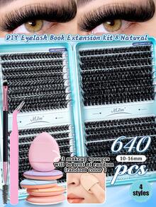 640pcs D-Curl Fluffy Individual False Eyelashes, 10-16mm Length, Dense & Natural Look, Super Soft & Lightweight, Reusable, Lash Extension Kit, Suitable For Travel, Daily Wear (Beginner Friendly), Wedding, Date, Party, Holiday, Also Great As Christmas/Halloween/Gift Eyelash Set - D - 查看 13