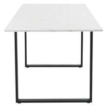 Telescopic Dining Table, 140/180x80x75cm, Metal Iron Legs And Square Tube Legs (Modern White MDF Top With Marble Pattern), Dual Use For Home And Office - White - View 3