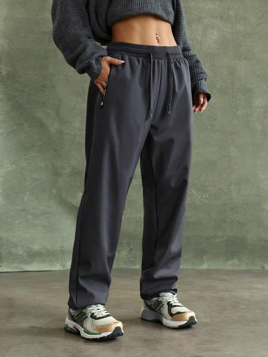 Damen Thermisch gefütterte warme Sporthose, windabweisende thermische Lässig Jogginghose, Herbst/Winter - Grau - Übersicht 1