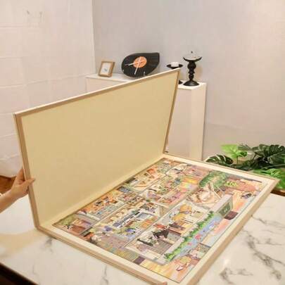 Hopfällbar filtpusselmatta, rymmer 1000 bitar, interaktivt pusselspel för hemmabruk, lämplig som jul- och halloweenpresenter