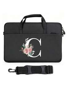 Túi đựng laptop in chữ cái A-Z có quai đeo vai, tích hợp ngăn đựng dây cáp, túi đựng laptop di động phù hợp với laptop 13-13.6", 14-15", 15.6-16", thích hợp cho nữ giới, học sinh, văn phòng, làm quà tặng. - Nhiều màu - Xem 13