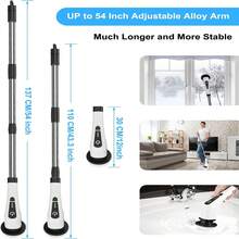 2025 Motorized Rotary Cleaning Brush, 2-Speed Adjustable Cordless Power Scrubber, Adjustable And Removable Handle With 9 Replaceable Brush Heads For Floors, Bathrooms, Tubs And Tiles, Household Cleaning Supplies, Holiday Gift White - 橘色 - 查看 3