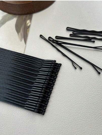 50-Pack Black Wave Bobby Pins - Non-Slip Crinkle Hair Pins For Women,  Your Mom, Daughter, Bestie, Or Yourself ,Side Bangs & Flyaways Barrettes, Professional Hold Steel Hairpins For Fine To Thick Hair ,Perfect For Halloween, Birthday Parties, Concerts, And Festive Celebrations. Easy To Match With Casual Or Dressy Outfits.(Black)