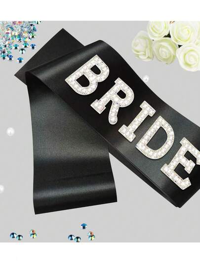 Pearl Bride Sash, Black Bachelorette Party Sash, Suitable For Bachelorette Party Decoration, Bridal Shower Decoration, Bridal Shower Gift, Bride-To-Be Decoration,Summer,Beach,Wedding