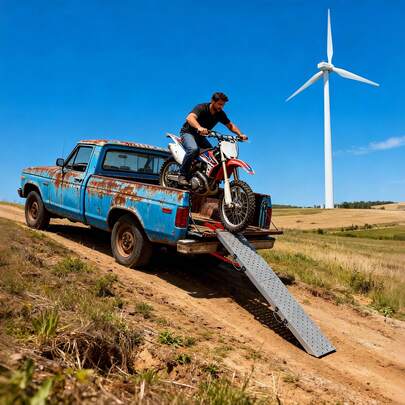 VA-Cerulean 1/2x Foldable Loading Ramp, Foldable Loading Ramp Max. 200 Kg Per Piece, Foldable Loading Ramp Max. 400 Kg Per Pair, Non-Slip Loading Rail, Car Loading Ramp 195 X 22.5 X 4 Cm For ATV Quad Car Motorcycle Trailer Lawnmower Lawn Tractor