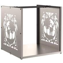 Firewood Rack 40x40x40 Cm Weathering Steel - Silver - View 5