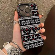 Funda de Teléfono con Patrones de Estilo Navideño para 16Promax/16Pro/15/15Plus/15Pro/15Promax,  14/14Plus/14Pro/14Promax,  13/13Pro/13Promax,  12/12Pro/12Promax,  11/11Pro/11Proamx,  7/8Plus,  Xr/Xsmax - Colores mixtos - Ver 3
