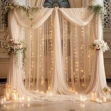 2pcs Champagne Color Party Backdrop Tulle - 118*59 Inch Soft Polyester Mesh Tulle - Suitable For Theme Parties, Graduation Ceremonies, Bridal Showers, Engagements, Weddings, Arches, Stage Decor, Banquet Backdrops, Valentine's Day Gifts, Bridal Shower, Indoor And Outdoor Use - Champagne - View 6