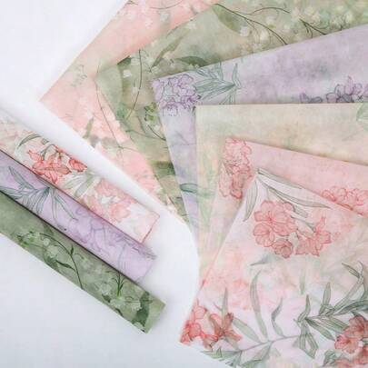 1Roll 50cm X 5Yards Floral Print Flowers Vintage Art Wrapping Paper, Bouquet Wrapping Paper, Flower Arrangement Atmosphere Paper, Flower Shop Gift Wrapping