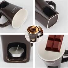 1 Set Ceramic Chocolate Fondue Pot, Fondue Pot Set, Mini Ceramic Hot Pot Set With Forks - Mini Fondue Cups For Melting Chocolate, Cheese Dips And Warming Candies - Compact And Elegant Dessert Party Set, Ideal For Date Night, Wedding, Birthday, Valentine's Day Gift - Easy To Clean - Multicolor - View 7