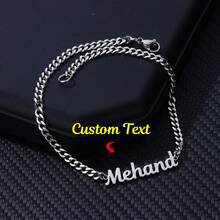 Tobillera personalizada con nombre para mujer, cadena cubana gruesa de acero inoxidable, tobillera personalizada, joyería para el pie de playa - Multicolor - Ver 8