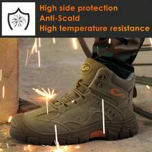 Waterproof Brown Safety Sneakers For Men, Anti Slip Steel Toe Anti Puncture Brown Work Shoes,Safety Industrial Construction Shoes - High Top And Lace Up Fashionable Work Boots,Puncture-Proof & Smash-Resistant Design,All-Season Comfortable Outdoor Work Shoes Suitable For Warehouse, Outdoor, Restaurant, Delivery & Training Use.Valentine's Day Gift. - 棕色 - 查看 4