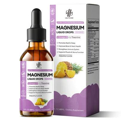 Magnesium Glycinate Liquid Drops 1000Mg For Bones Heart Health Stress Relief