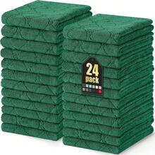 12 Pack Kitchen Dish Cloths (10 X 10 Inches, Cream Yellow), Super Soft And Absorbent Coral Velvet Dish Towels, Nonstick Oil Fast Drying Microfiber Cleaning Cloth, No Lint Household Dishcloths, 2025 - 墨綠色 - 查看 12
