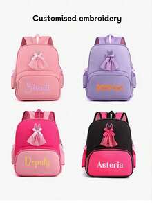 New Customizable Any Name PU Backpack, Large Capacity Casual Travel Bag, Laptop Bag, Business Bag, Minimalist Backpack School Bag, Suitable For Daily Commute, Travel, Gift For Family And Friends, Birthday Gift, Holiday Gift - Pink - View 6