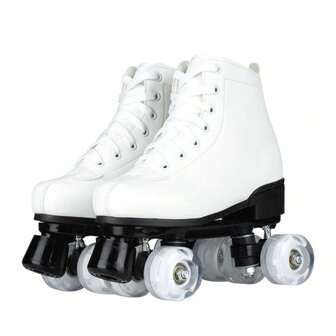 11 Pairs Roller Skates, Lace-Up 4-Wheel PU High-Top Sports Shoes, Suitable For Indoor And Outdoor Use