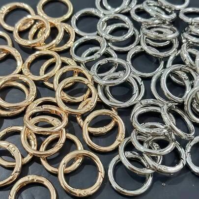 8/12/36pcs Round Metal Spring Keychain, Spring Clip Hook, Spring Key Ring, Flat O-Ring, Suitable For Wallets, Luggage, Clothing And Other Uses. Bag Accessories, Clothing Decoration, Compact Design, Spring Clip, Portable Key Ring, Hook, Spring Key Ring, O-Ring Clip, Storage Tool, Travel Essential.