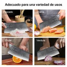 SSGP Cuchillo de carnicero,Cuchillo Chef Acero Damasco,cuchillos de cocina,Cuchillo de acero inoxidable de alto carbono para carne y verduras,forjado de alto carbono,cocina,comedor,exterior - Azul - Ver 7