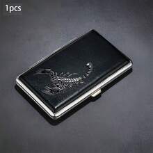 Pattern Thick Cigarette Box, Black And Brown Leather Texture, Can Hold 20 Cigarettes, Each Box Has A Rubber Strap Fixed Ultra-Thin Flip Design, Fashionable And Creative Moisture-Proof And Pressure Resistant Portable Cigarette Box - Multicolor - View 8