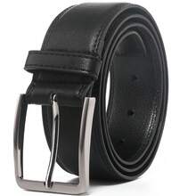 1PC Men's Genuine Leather Dress Belt, Handmade, Cow Leather, Fashion & Classic Designs For Work Business And Casual For School For Wedding, Ideal Gift For Dad, Husband, Boyfriend - màu đen - Xem 6